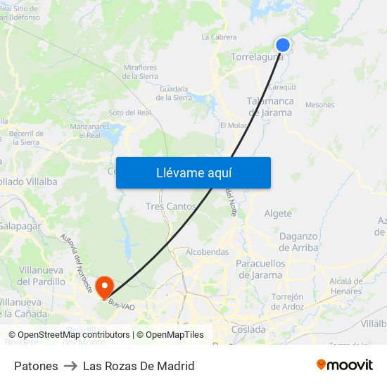 Patones to Las Rozas De Madrid map