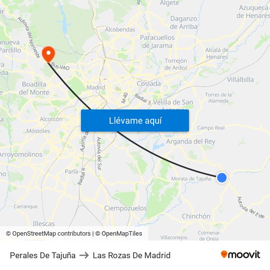 Perales De Tajuña to Las Rozas De Madrid map