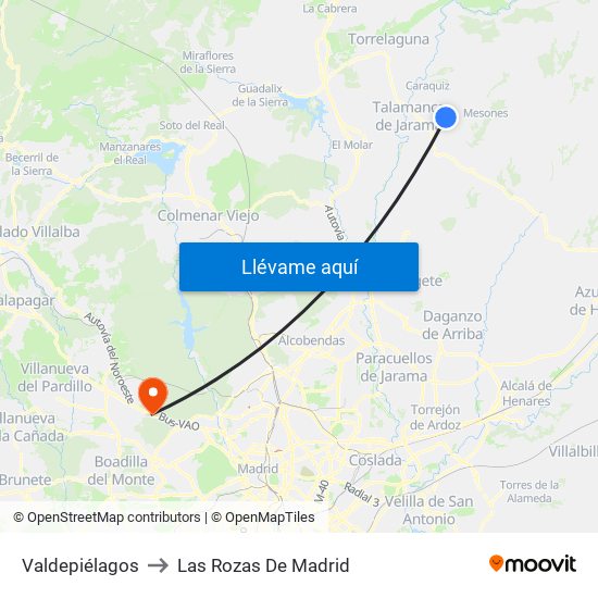 Valdepiélagos to Las Rozas De Madrid map