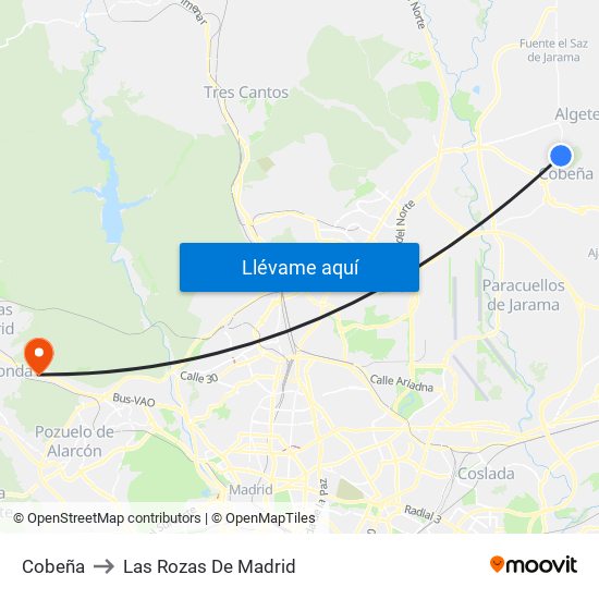 Cobeña to Las Rozas De Madrid map