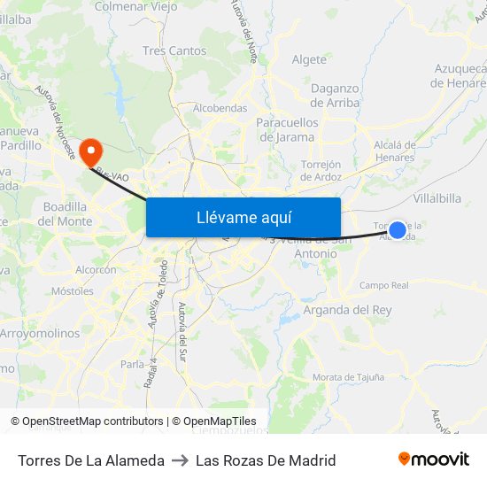 Torres De La Alameda to Las Rozas De Madrid map