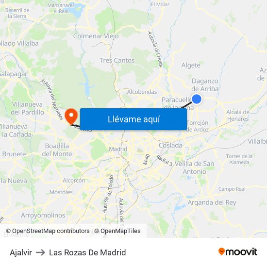 Ajalvir to Las Rozas De Madrid map
