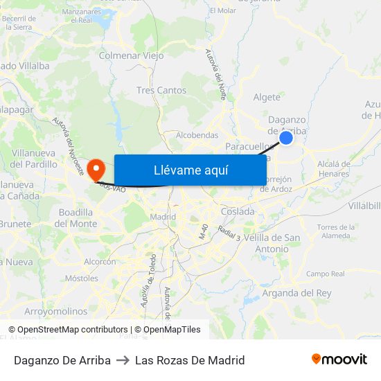 Daganzo De Arriba to Las Rozas De Madrid map