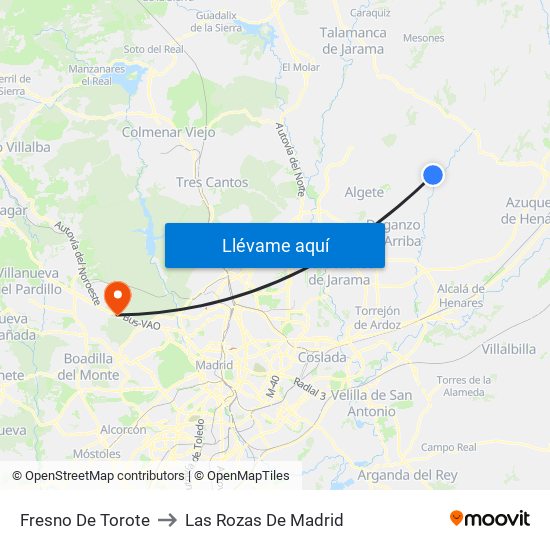 Fresno De Torote to Las Rozas De Madrid map