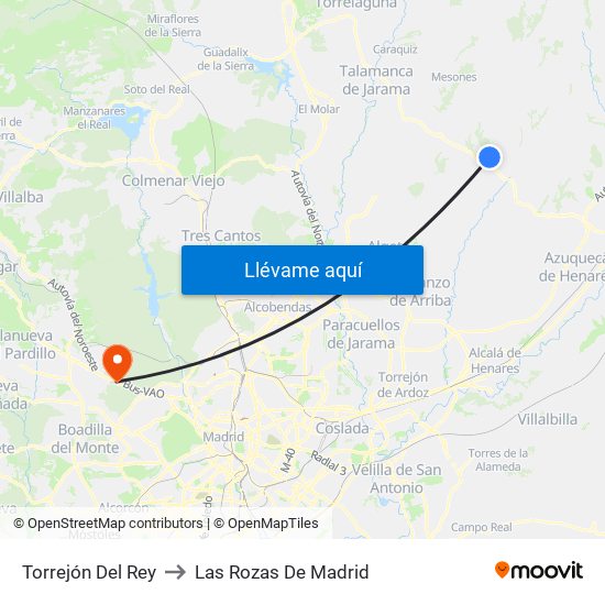 Torrejón Del Rey to Las Rozas De Madrid map
