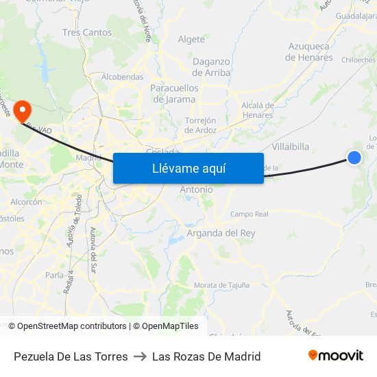 Pezuela De Las Torres to Las Rozas De Madrid map