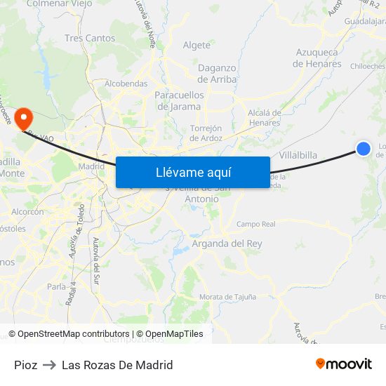 Pioz to Las Rozas De Madrid map