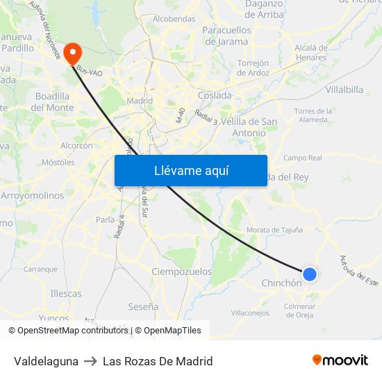 Valdelaguna to Las Rozas De Madrid map