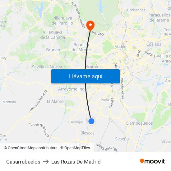 Casarrubuelos to Las Rozas De Madrid map