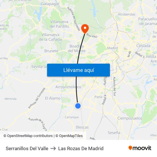 Serranillos Del Valle to Las Rozas De Madrid map