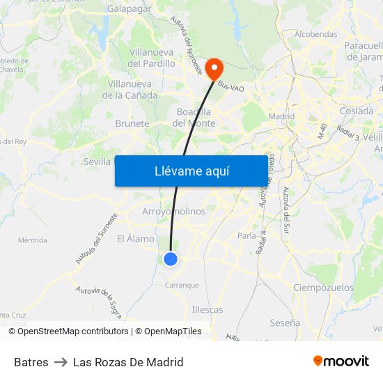 Batres to Las Rozas De Madrid map