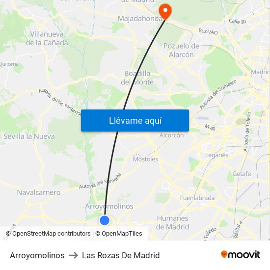 Arroyomolinos to Las Rozas De Madrid map