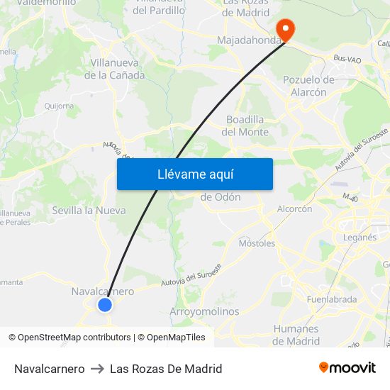 Navalcarnero to Las Rozas De Madrid map