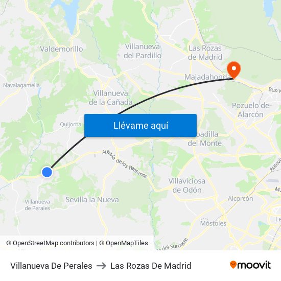 Villanueva De Perales to Las Rozas De Madrid map
