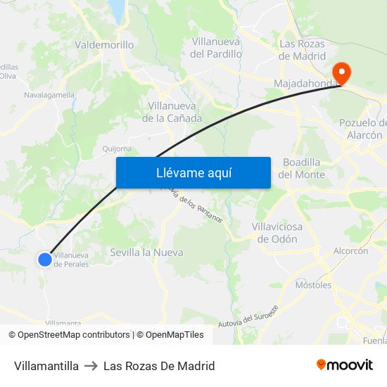 Villamantilla to Las Rozas De Madrid map