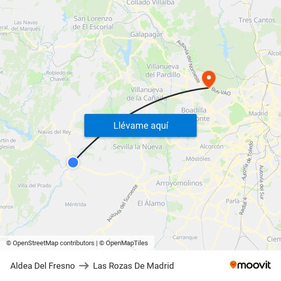 Aldea Del Fresno to Las Rozas De Madrid map