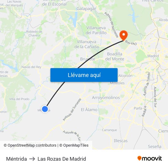 Méntrida to Las Rozas De Madrid map