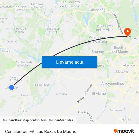 Cenicientos to Las Rozas De Madrid map