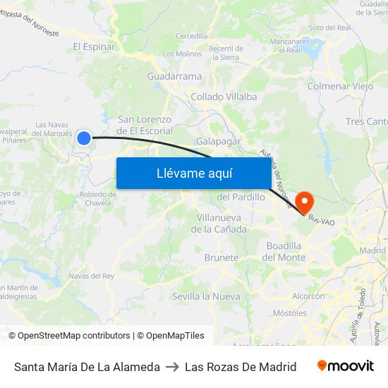 Santa María De La Alameda to Las Rozas De Madrid map