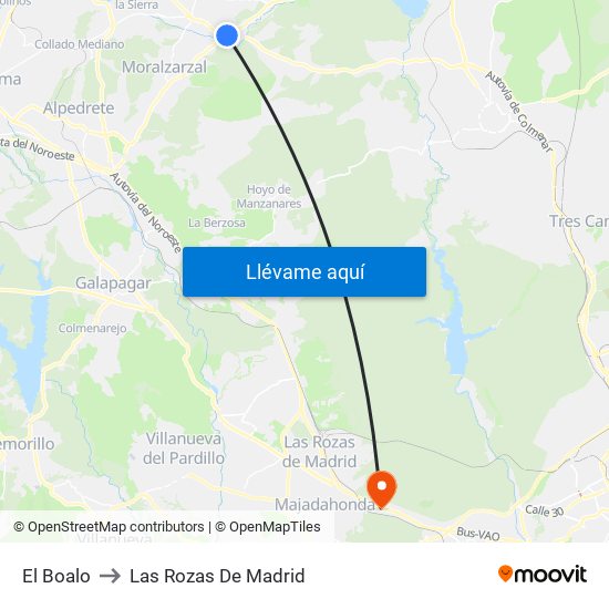 El Boalo to Las Rozas De Madrid map