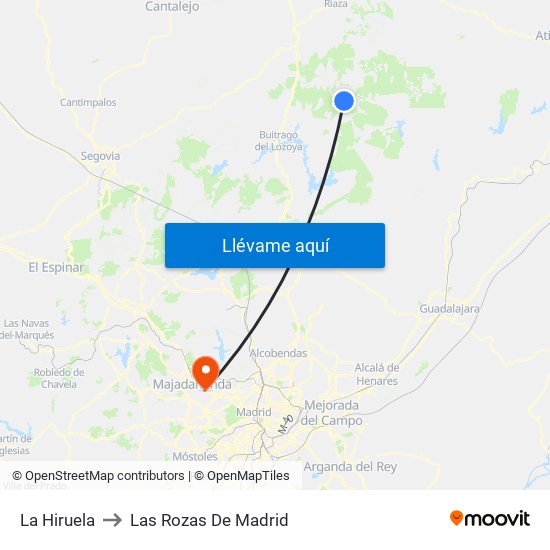 La Hiruela to Las Rozas De Madrid map