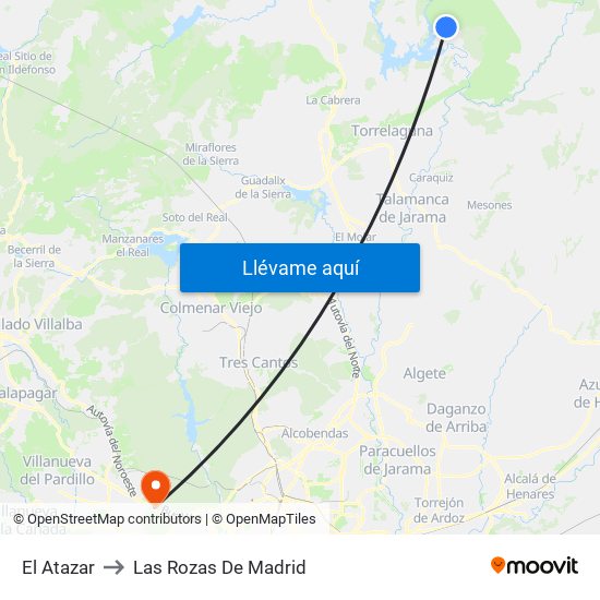 El Atazar to Las Rozas De Madrid map