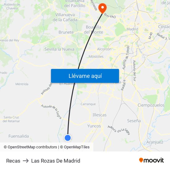 Recas to Las Rozas De Madrid map