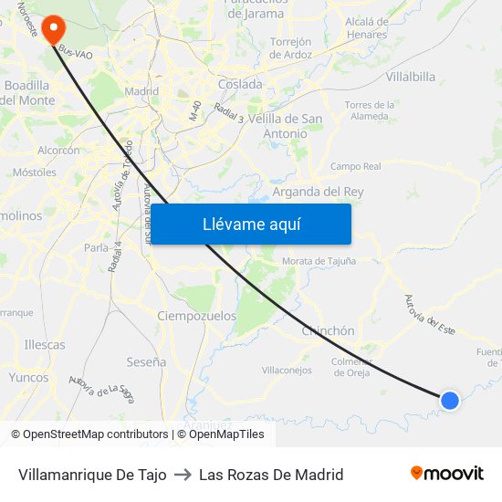 Villamanrique De Tajo to Las Rozas De Madrid map