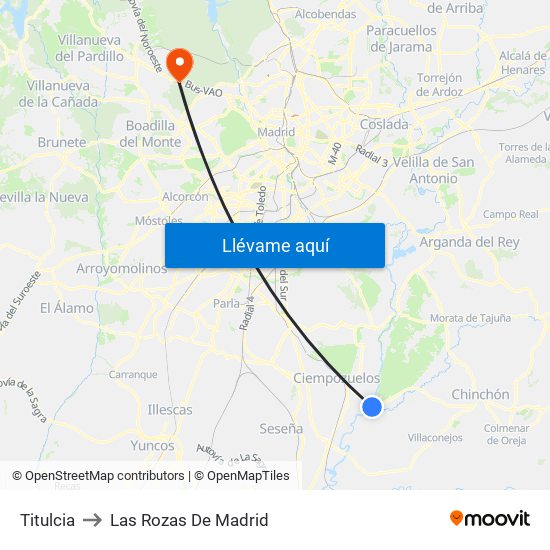 Titulcia to Las Rozas De Madrid map