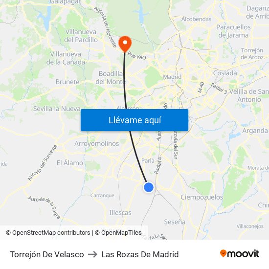 Torrejón De Velasco to Las Rozas De Madrid map