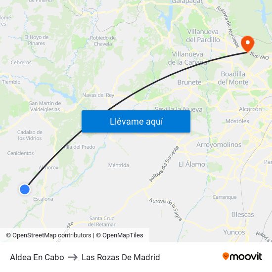 Aldea En Cabo to Las Rozas De Madrid map
