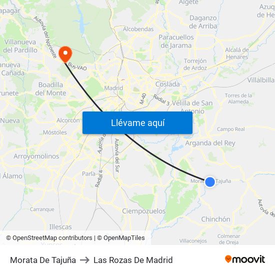 Morata De Tajuña to Las Rozas De Madrid map