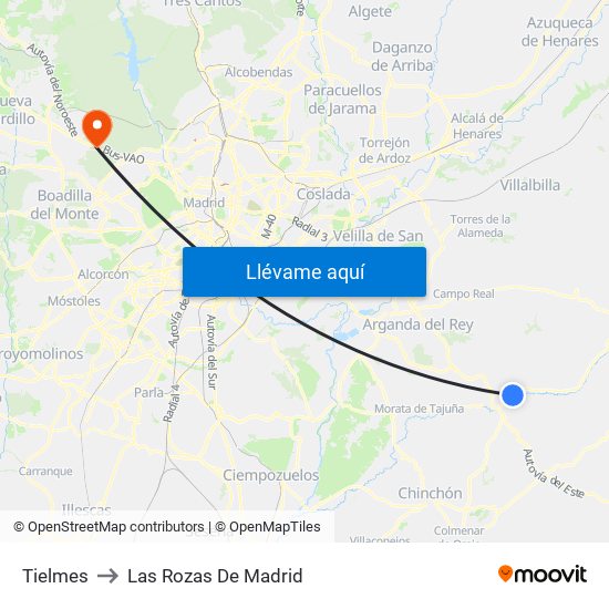Tielmes to Las Rozas De Madrid map