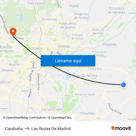 Carabaña to Las Rozas De Madrid map
