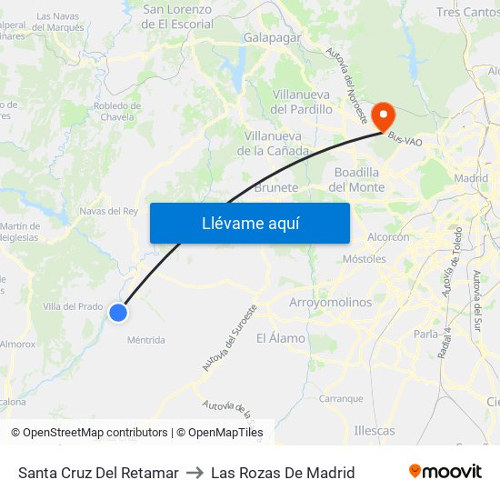 Santa Cruz Del Retamar to Las Rozas De Madrid map