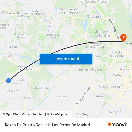Rozas De Puerto Real to Las Rozas De Madrid map