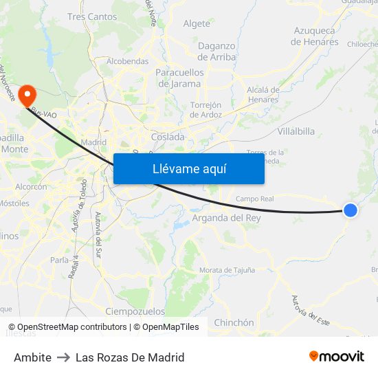 Ambite to Las Rozas De Madrid map