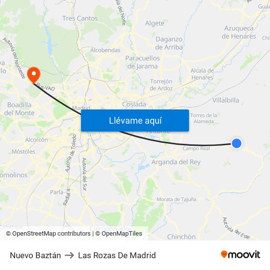 Nuevo Baztán to Las Rozas De Madrid map