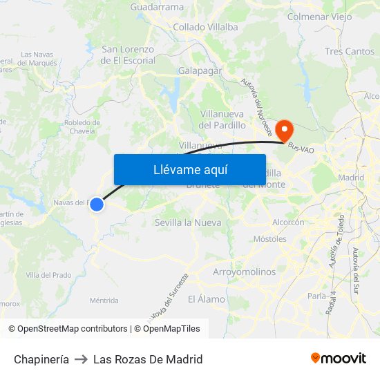 Chapinería to Las Rozas De Madrid map