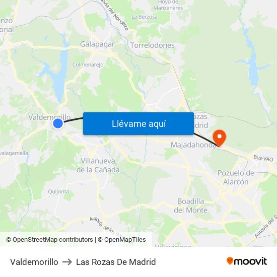 Valdemorillo to Las Rozas De Madrid map