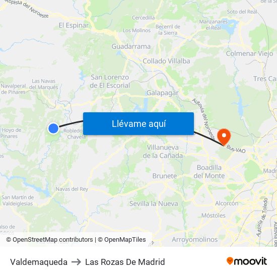 Valdemaqueda to Las Rozas De Madrid map