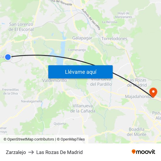 Zarzalejo to Las Rozas De Madrid map