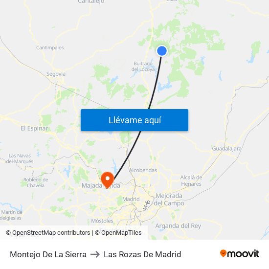 Montejo De La Sierra to Las Rozas De Madrid map