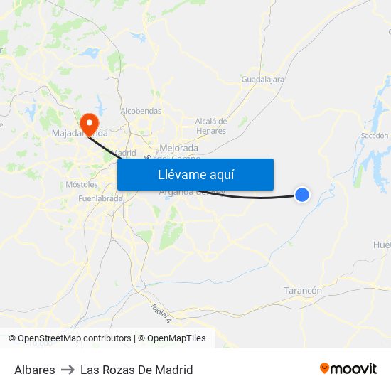 Albares to Las Rozas De Madrid map