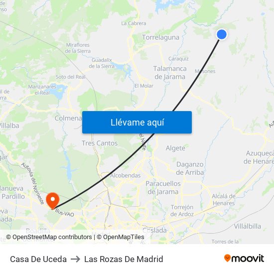 Casa De Uceda to Las Rozas De Madrid map