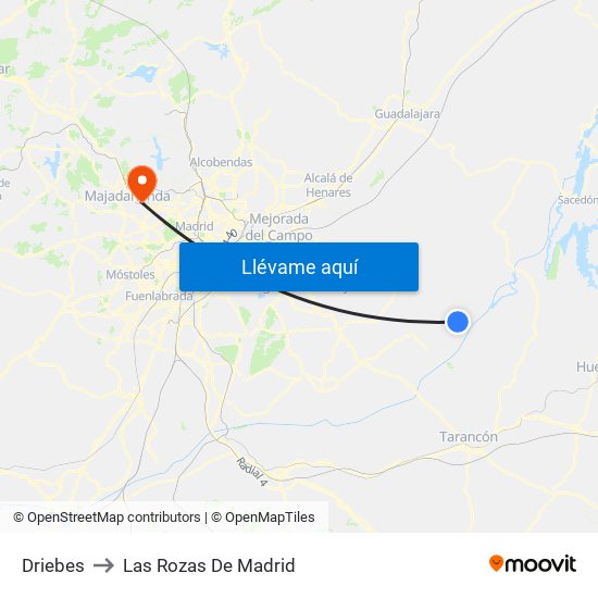 Driebes to Las Rozas De Madrid map
