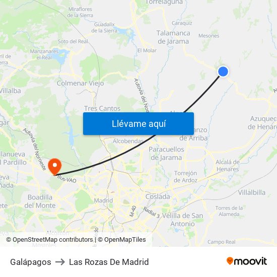 Galápagos to Las Rozas De Madrid map