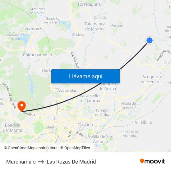 Marchamalo to Las Rozas De Madrid map