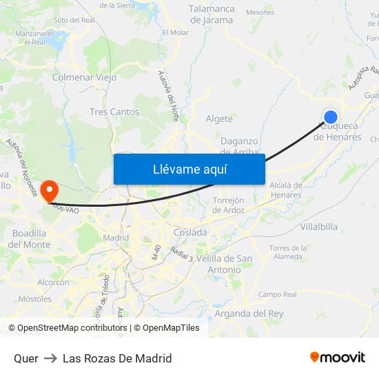 Quer to Las Rozas De Madrid map