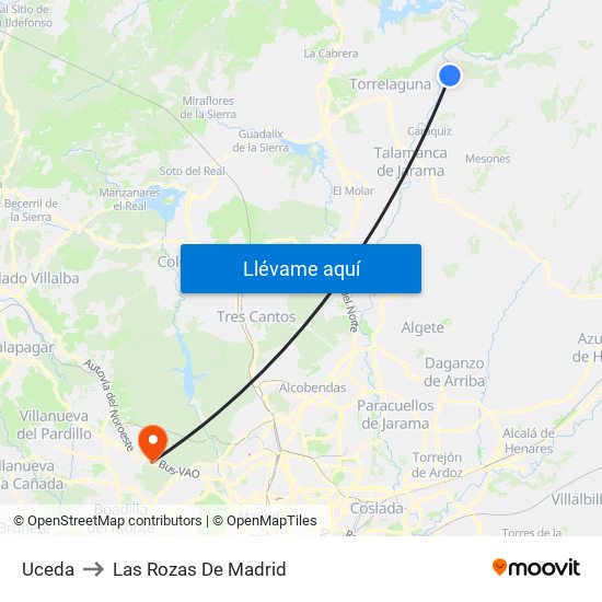 Uceda to Las Rozas De Madrid map